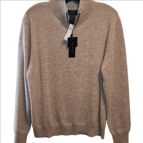 Magaschoni Tan Cashmere Quarter Zip Sweater sz L - Picture 1 of 6